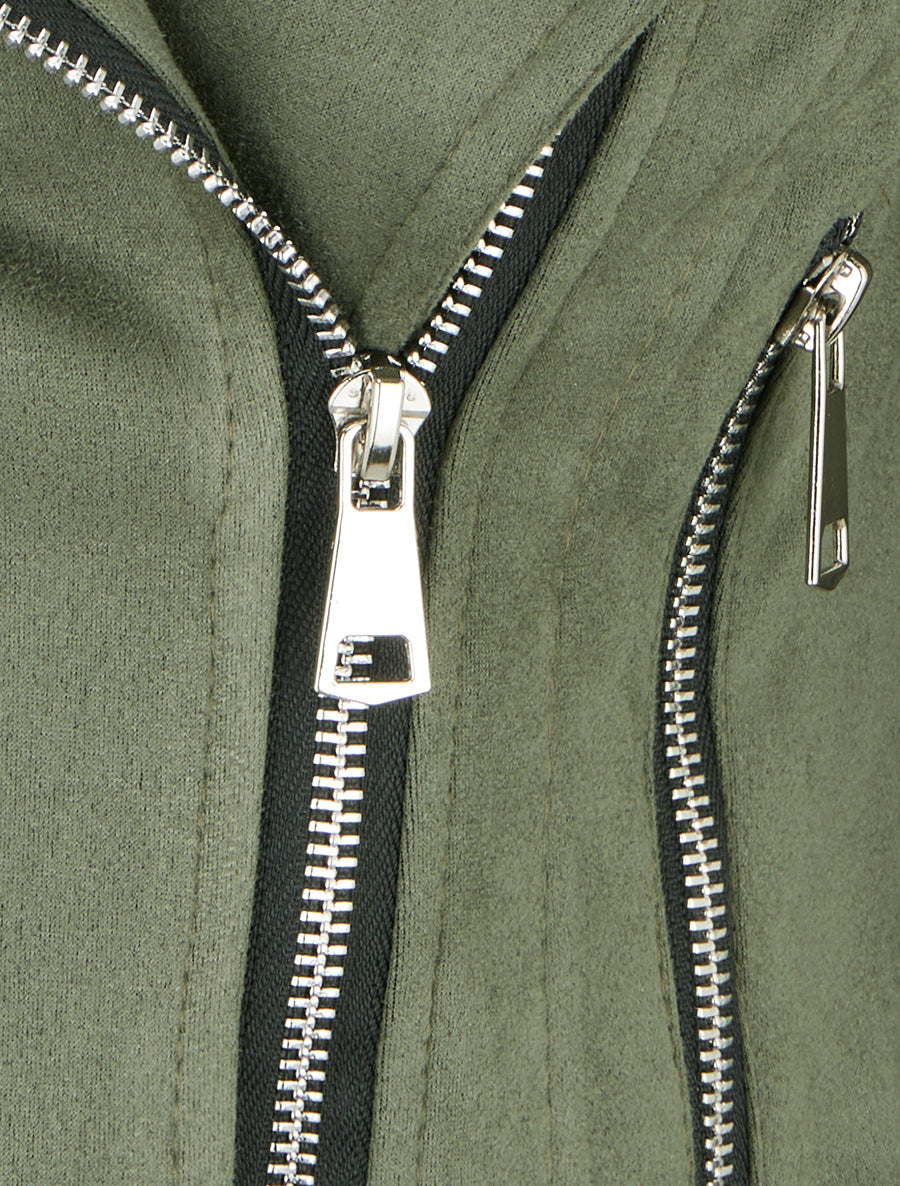 Veste en suédine style perfecto - Kaki - 3