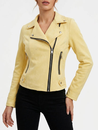 Suède jasje in perfecto stijl - Geel