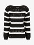 Pull en maille ajourée à rayures - Noir - 1