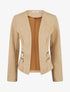 Veste en suédine à poches décoratives zippées - Beige foncé - 1