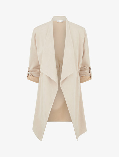 Veste mi-longue en suédine - Beige - 1