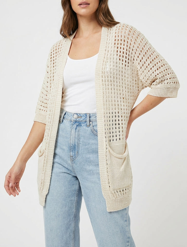 Opengewerkt vest - Beige