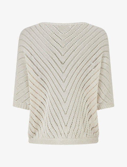 Pull en maille légère à col V - Beige - 2