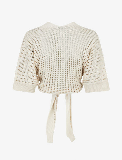 Gilet ajouré à nouer - Beige - 2