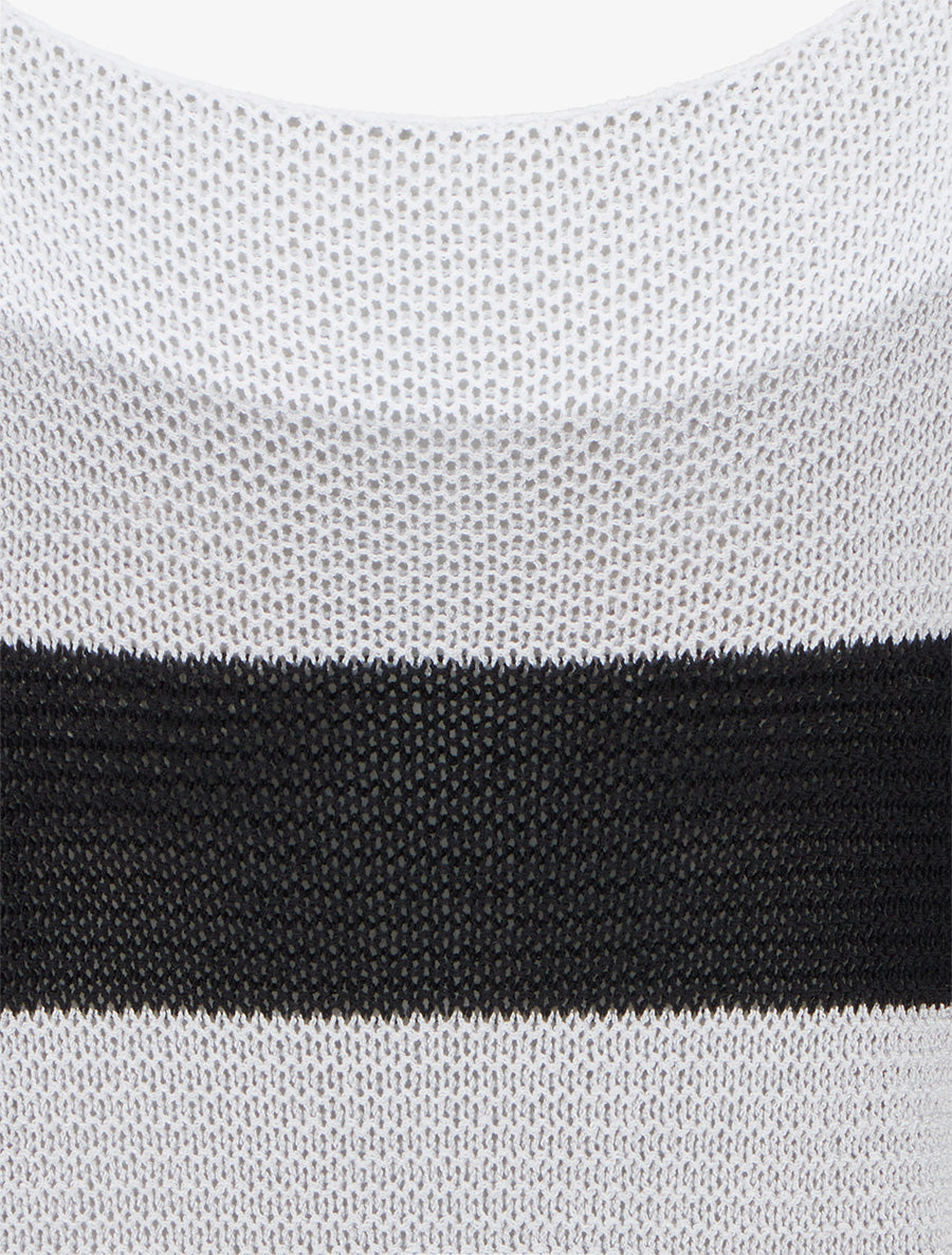 Pull ample à rayures et manches 3/4 - Noir - 3