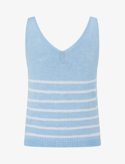 Débardeur en maille à rayures - Bleu ciel - 2