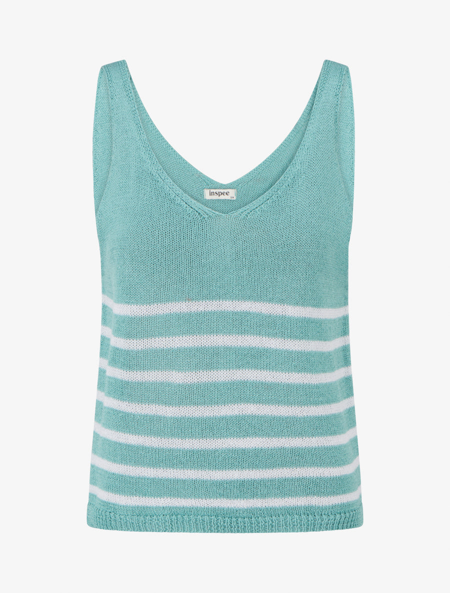 Débardeur en maille à rayures - Vert d&