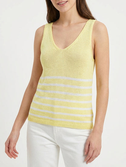 Gestreepte gebreide tanktop - Geel