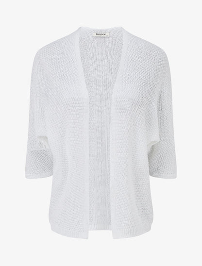 Gilet droit ouvert en maille - Blanc - 1