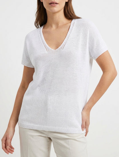 Rechtermouw mesh top met korte mouwen - Wit