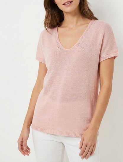 Rechtermouw mesh top met korte mouwen - Roos