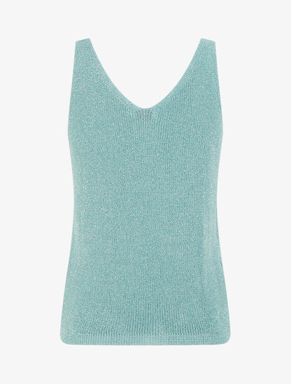 Top uni irisé en maille - Turquoise - 2