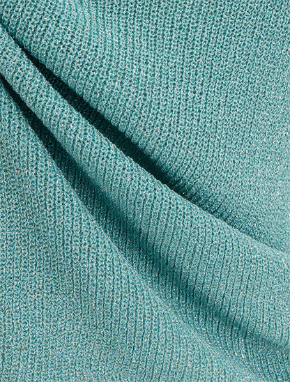 Top uni irisé en maille - Turquoise - 3