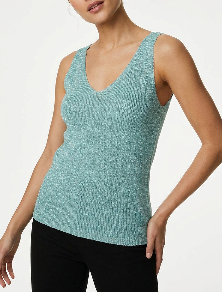Irisé mesh top - Turkoois