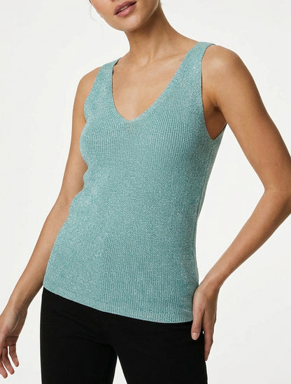 Irisé mesh top - Turkoois