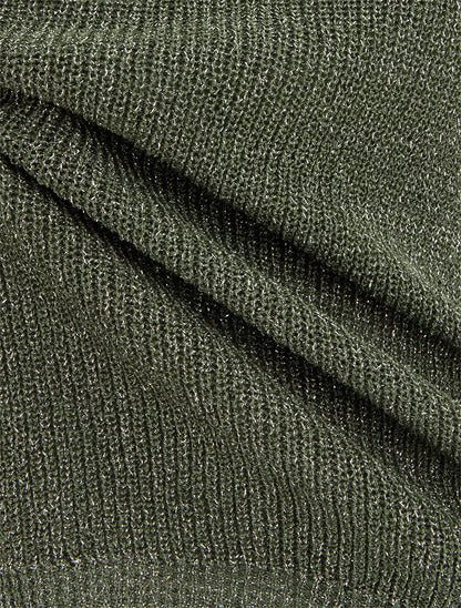 Top uni irisé en maille - Kaki - 3