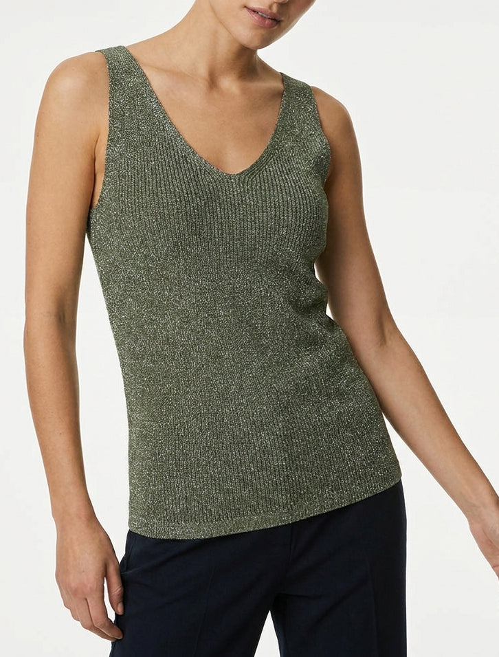 Irisé mesh top - Kaki