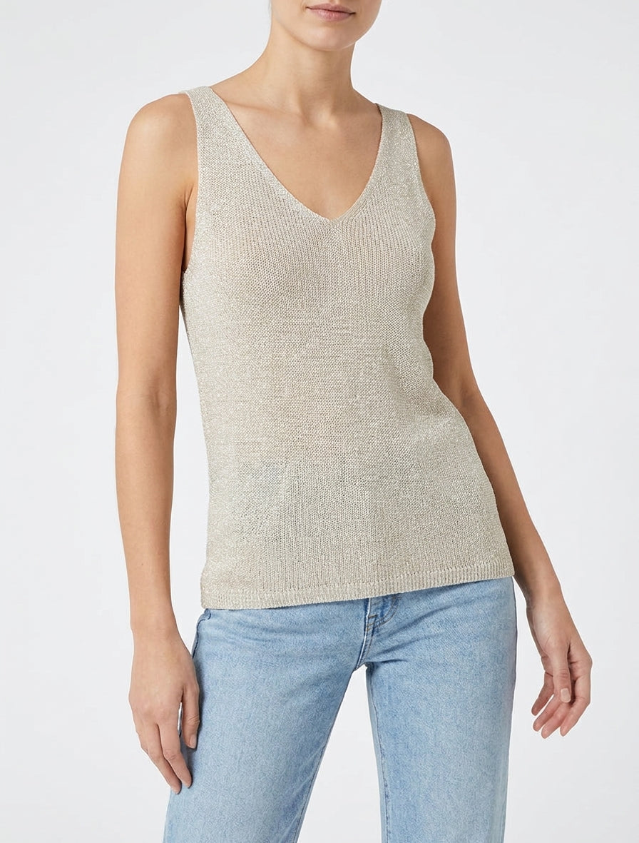 Irisé mesh top - Beige