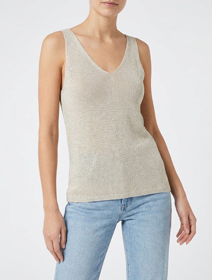 Irisé mesh top - Beige