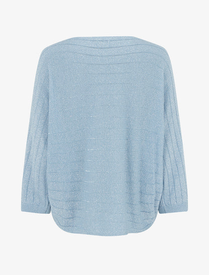 Pull fin irisé à manches chauves-souris - Bleu ciel - 2