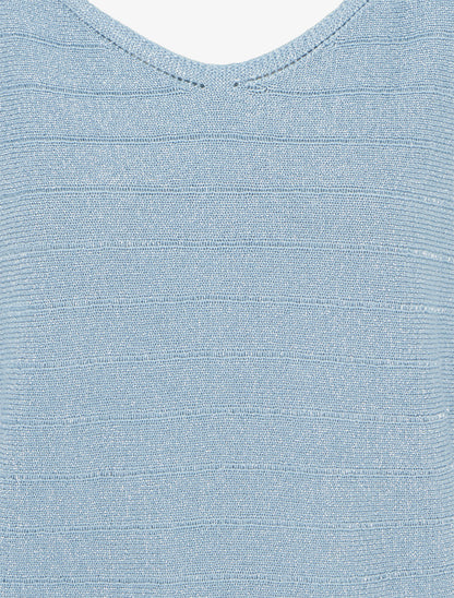 Pull fin irisé à manches chauves-souris - Bleu ciel - 3