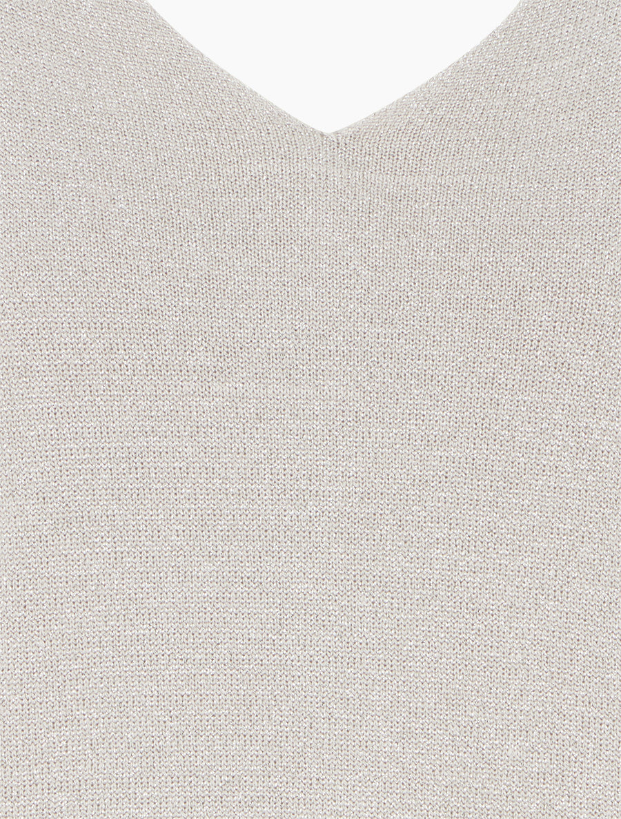 Pull fin irisé à manches 3/4 - Beige - 3