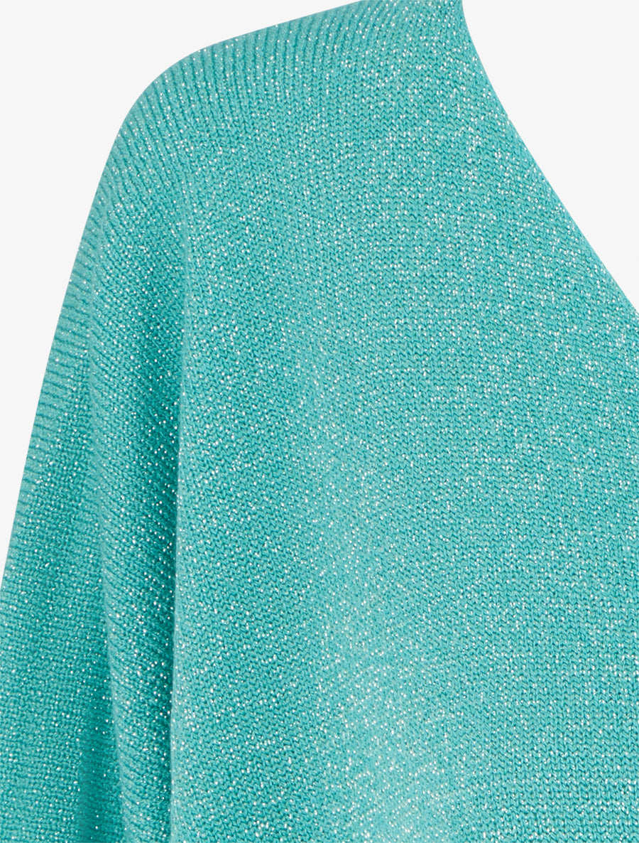 Pull fin irisé à manches 3/4 - Turquoise - 3