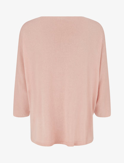 Pull fin uni à lignes ajourées - Rose - 2