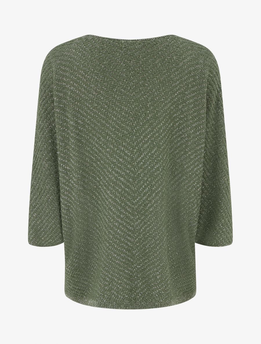 Pull fin irisé à manches 3/4 - Kaki - 2