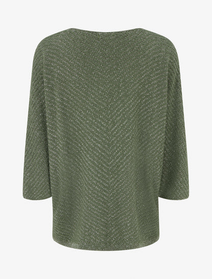 Pull fin irisé à manches 3/4 - Kaki - 2