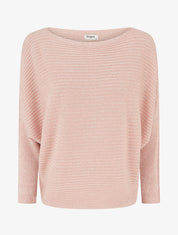 Pull fin irisé à manches longues chauves-souris - Rose - 1