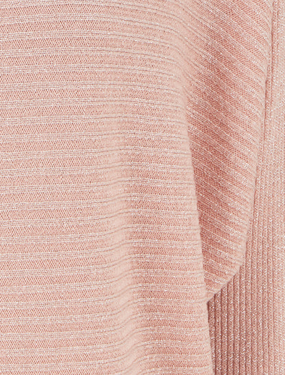 Pull fin irisé à manches longues chauves-souris - Rose - 3