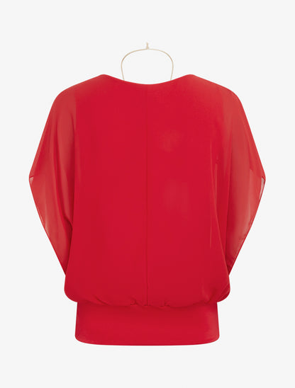 Top boule uni à manches courtes - Rouge - 2