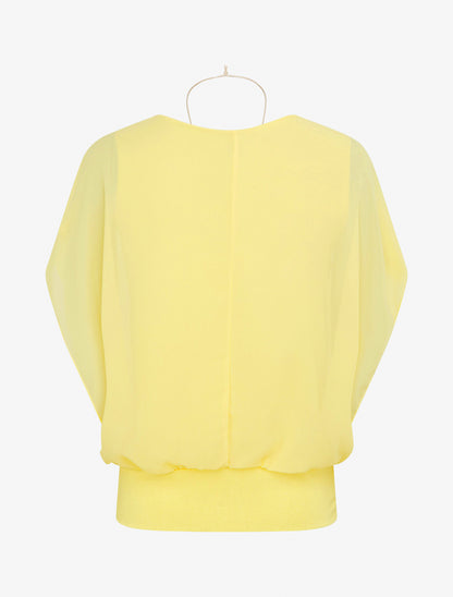 Top boule uni à manches courtes - Jaune - 2