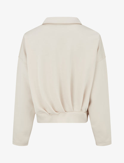 Veste coupe boule zippée effet froncé - Beige - 2