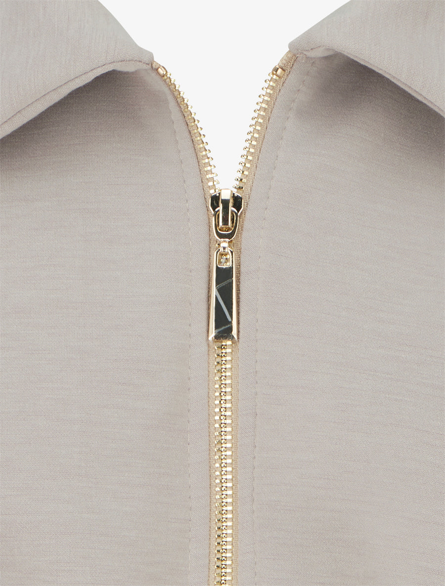 Veste coupe boule zippée effet froncé - Taupe - 3