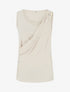 Top sans manches effet drapé à bretelle bijou - Beige - 1