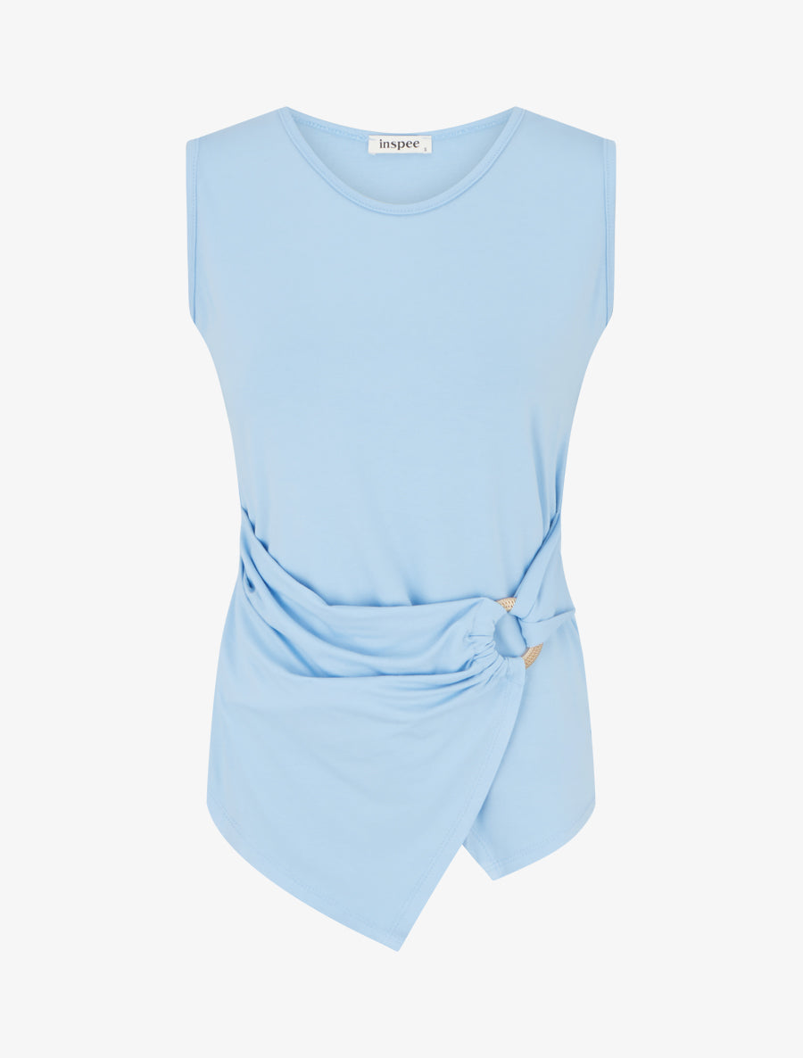 Top uni sans manches à anneau - Bleu ciel - 1