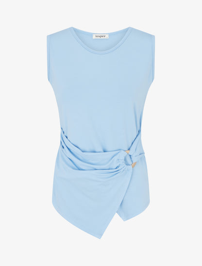 Top uni sans manches à anneau - Bleu ciel - 1