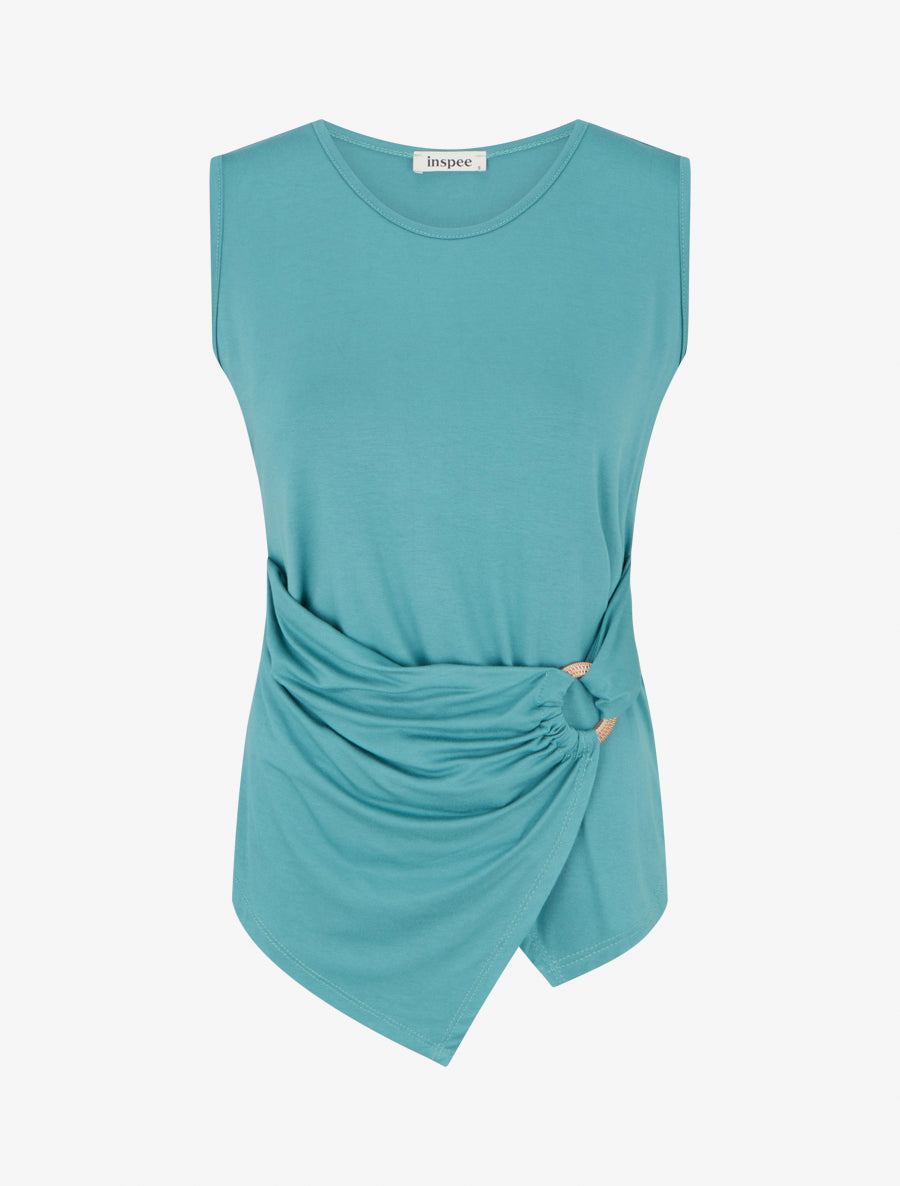 Top uni sans manches à anneau - Turquoise - 1