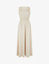 Robe unie à empiècement perles en bois - Beige - 1
