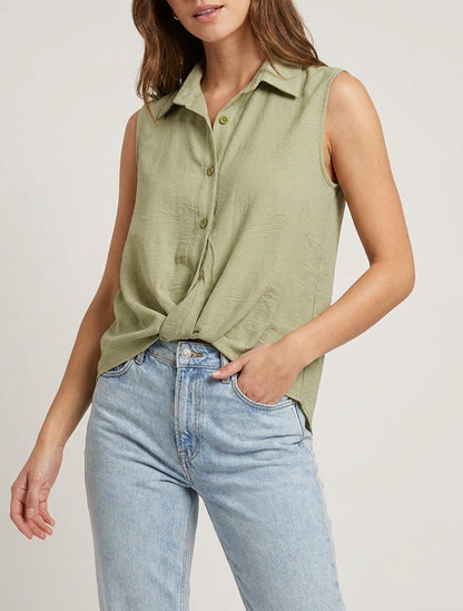 Top met vloeiende geknoopte look - Kaki