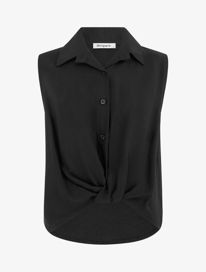 Top fluide effet noué - Noir - 1