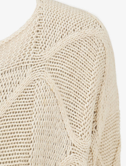 Pull en maille à losanges - Beige - 3
