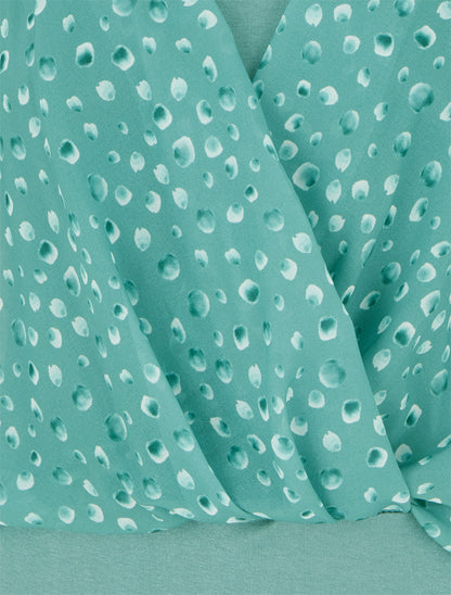 Top imprimé petits ronds à manches volantées - Vert - 3