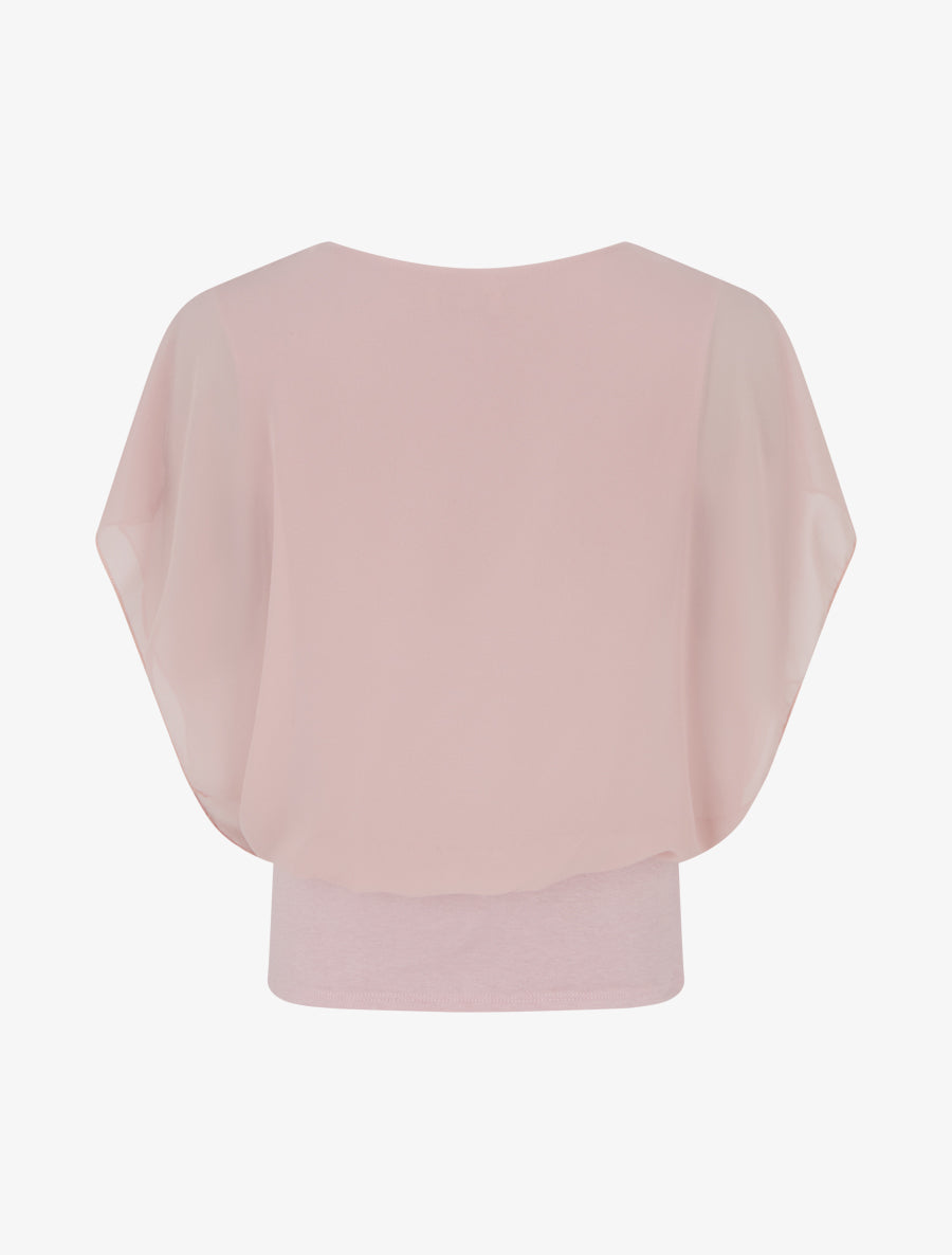 Top uni à manches volantées - Vieux rose - 2