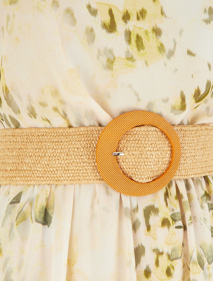 Robe à mancherons volantés imprimé léopard et fleurs - Kaki - 3