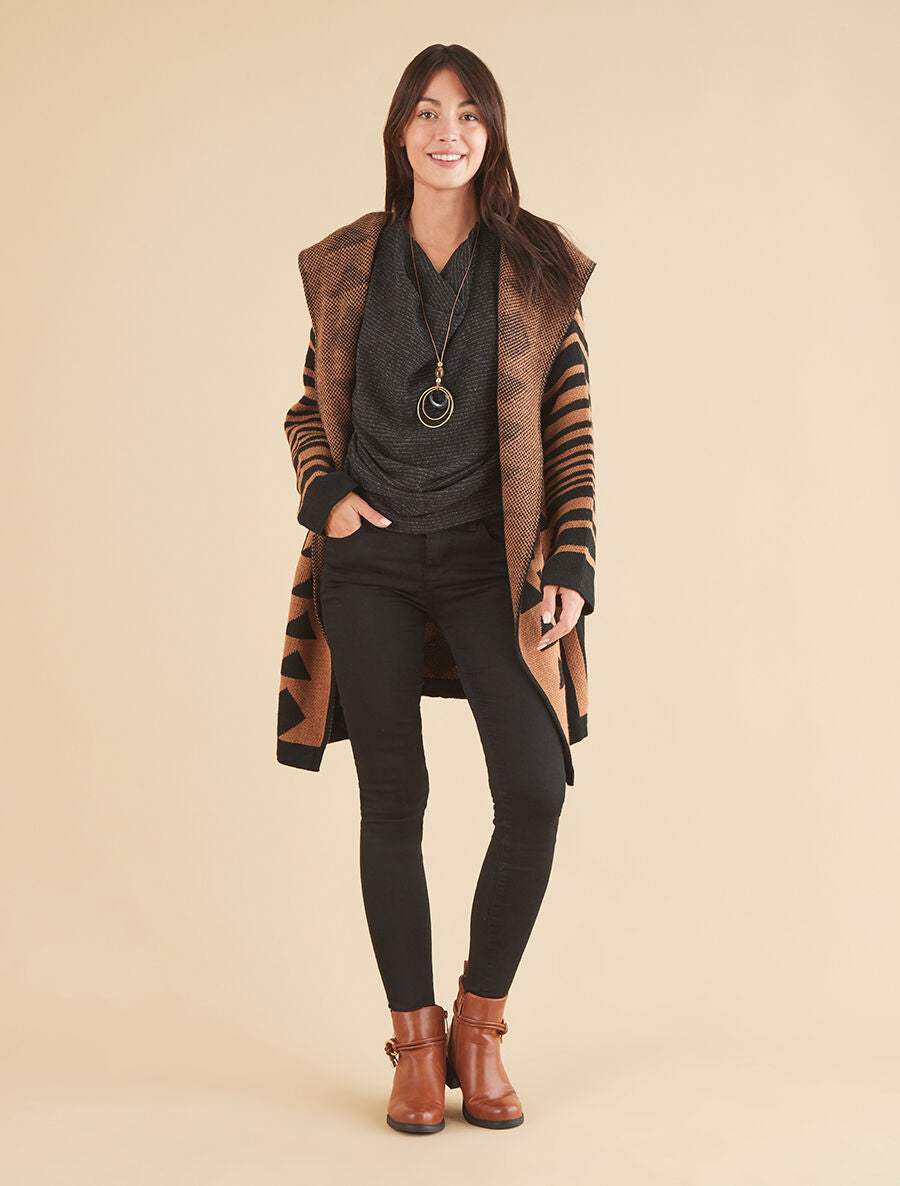 Gilet imprimé aztèque - Camel - 4