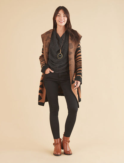 Gilet imprimé aztèque - Camel - 4