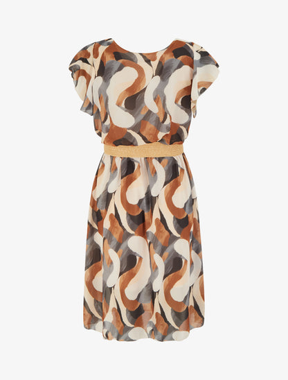 Robe à mancherons volantés imprimé fantaisie - Noir - 2